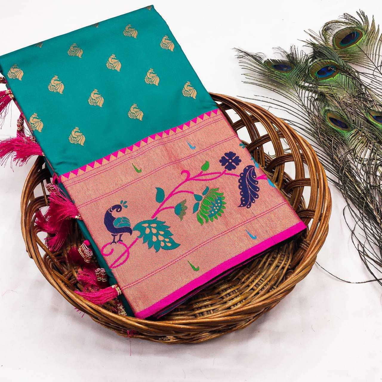 Ynf Paithani Silk RIN150 Marigold Paithani Silk Sarees Wedding Collections Festive Collections Wholesale Paithani Sarees Traditional Silk Sarees Silk Sarees With Blouse Manufacturer