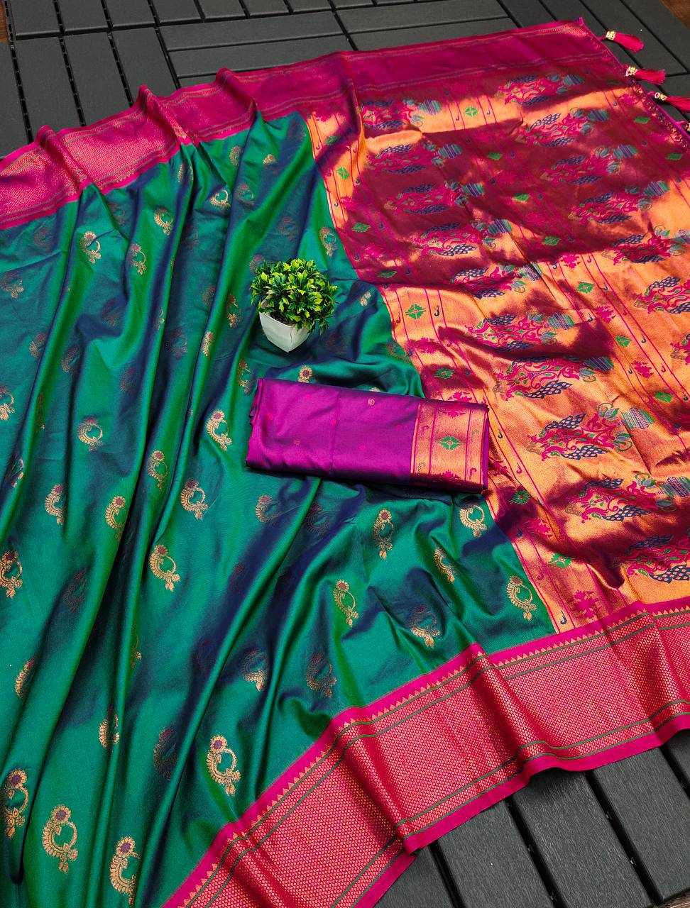 Ynf Paithani Silk RIN150 Nath Paithani -2 Silk Sarees Wholesale Designer Silk Sarees Zari Border Silk Sarees Manufacturer