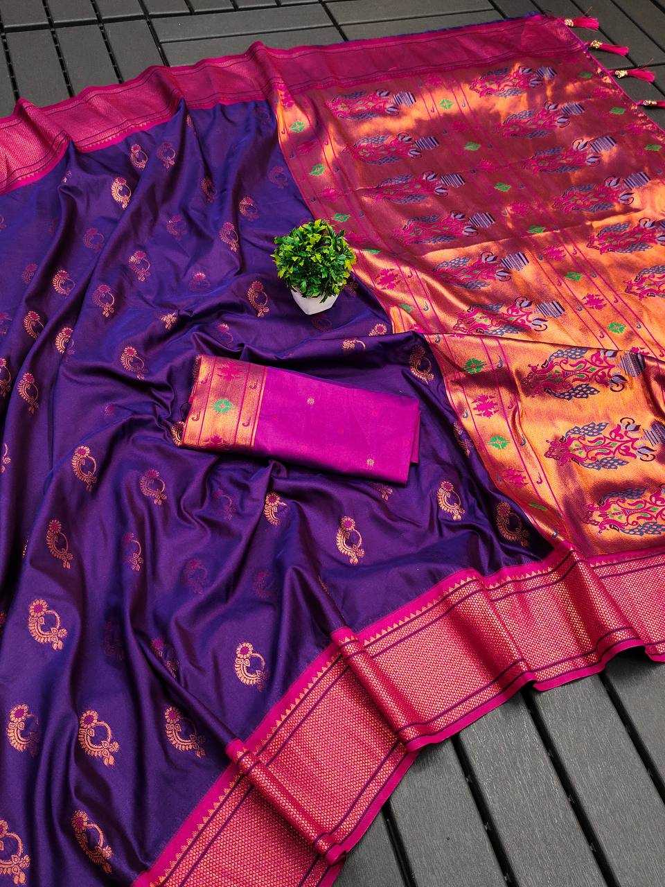 Ynf Paithani Silk RIN150 Nath Paithani -2 Silk Sarees Wholesale Designer Silk Sarees Zari Border Silk Sarees Manufacturer
