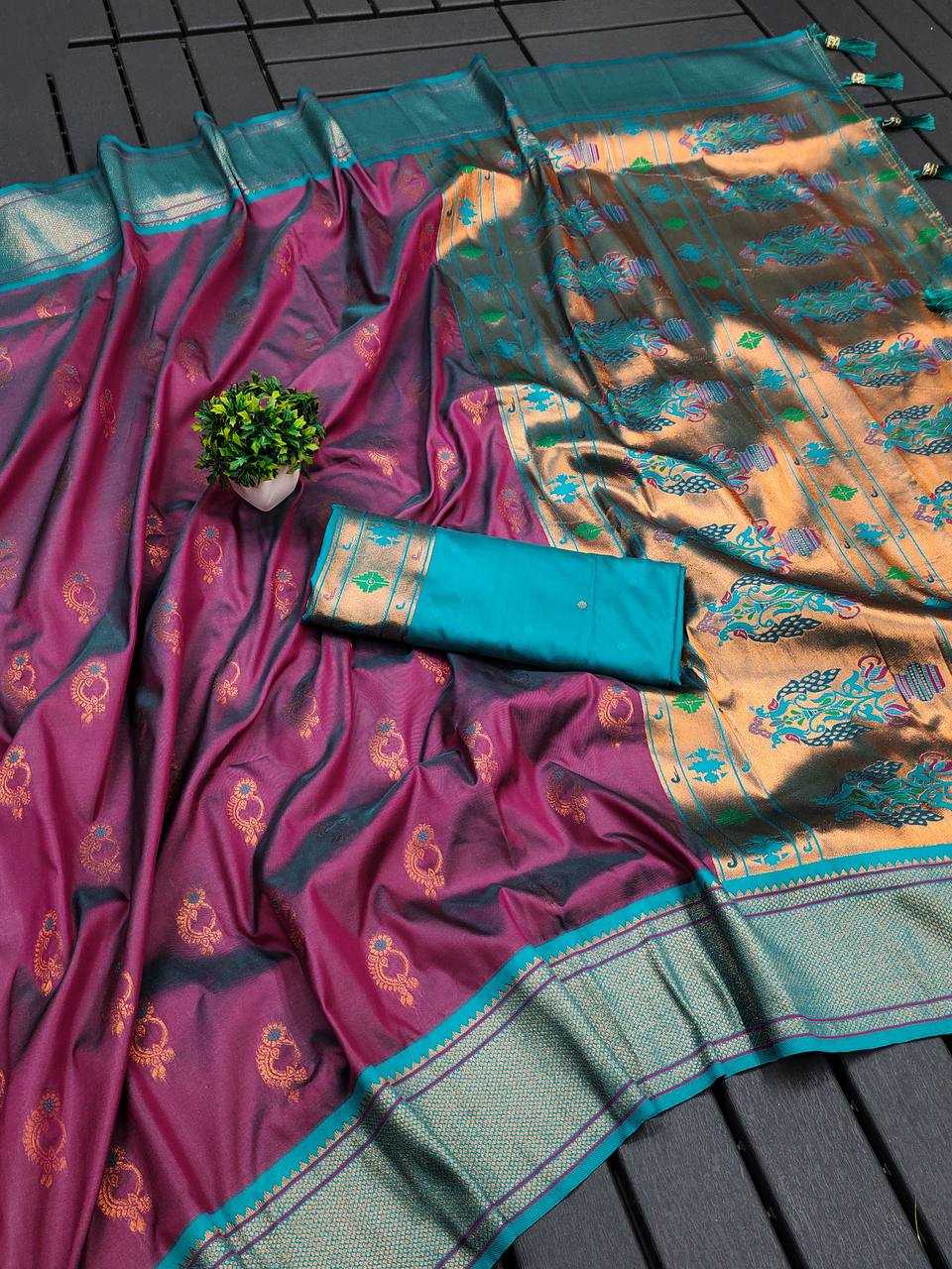Ynf Paithani Silk RIN150 Nath Paithani -2 Silk Sarees Wholesale Designer Silk Sarees Zari Border Silk Sarees Manufacturer
