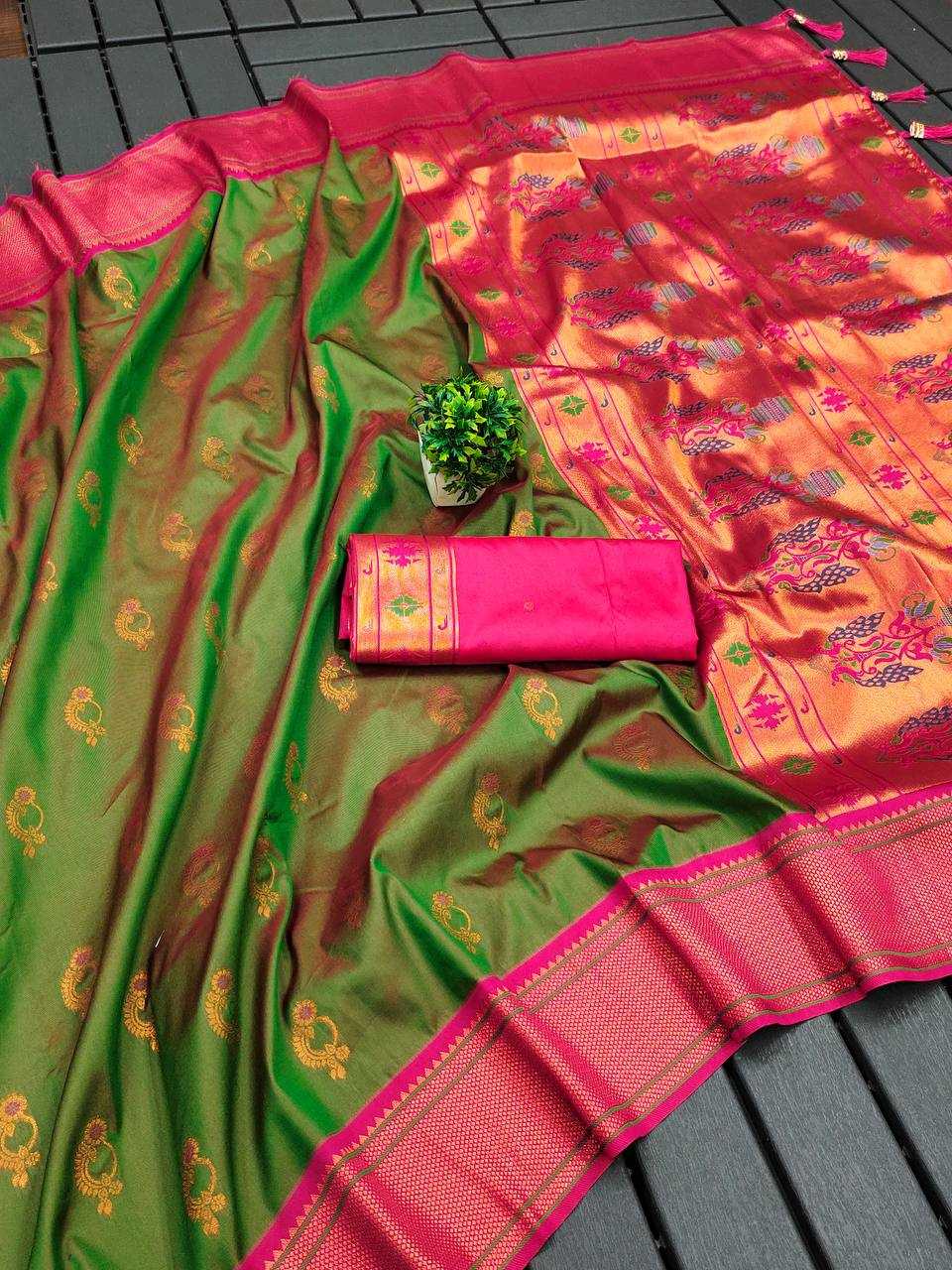 Ynf Paithani Silk RIN150 Nath Paithani -2 Silk Sarees Wholesale Designer Silk Sarees Zari Border Silk Sarees Manufacturer
