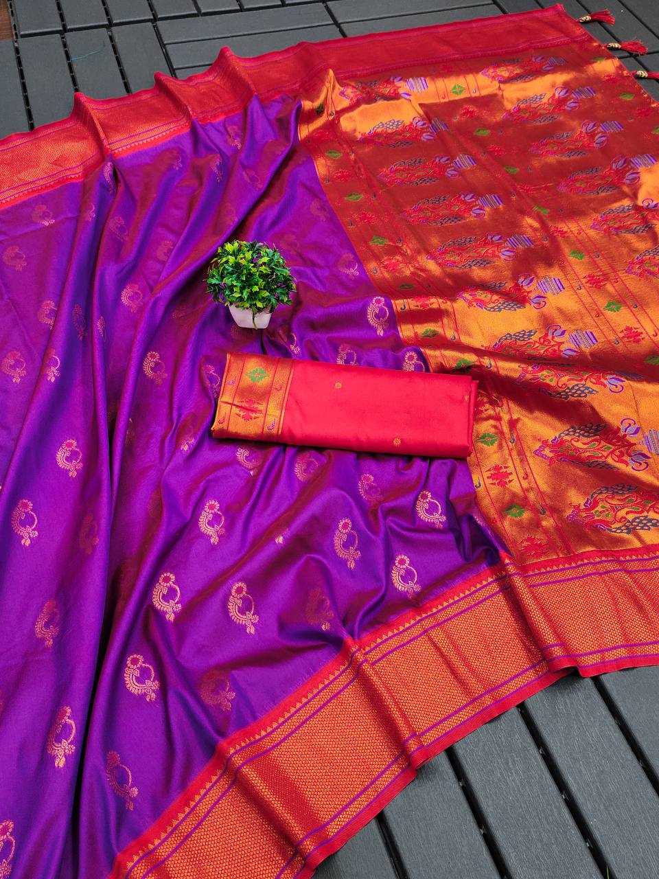 Ynf Paithani Silk RIN150 Nath Paithani -2 Silk Sarees Wholesale Designer Silk Sarees Zari Border Silk Sarees Manufacturer