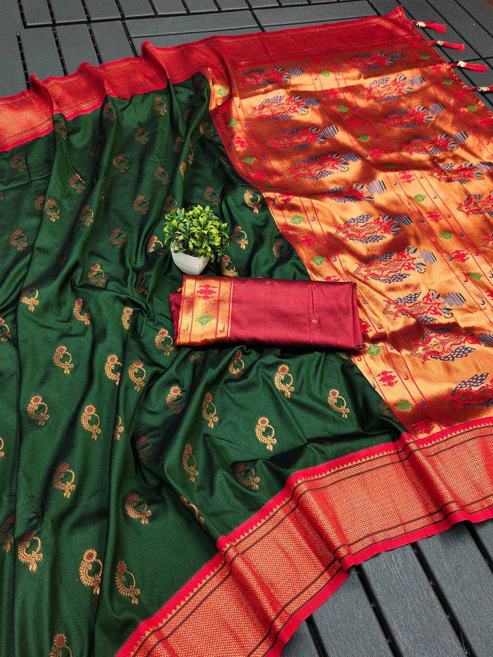 Ynf Paithani Silk RIN150 Nath Paithani -2 Silk Sarees Wholesale Designer Silk Sarees Zari Border Silk Sarees Manufacturer