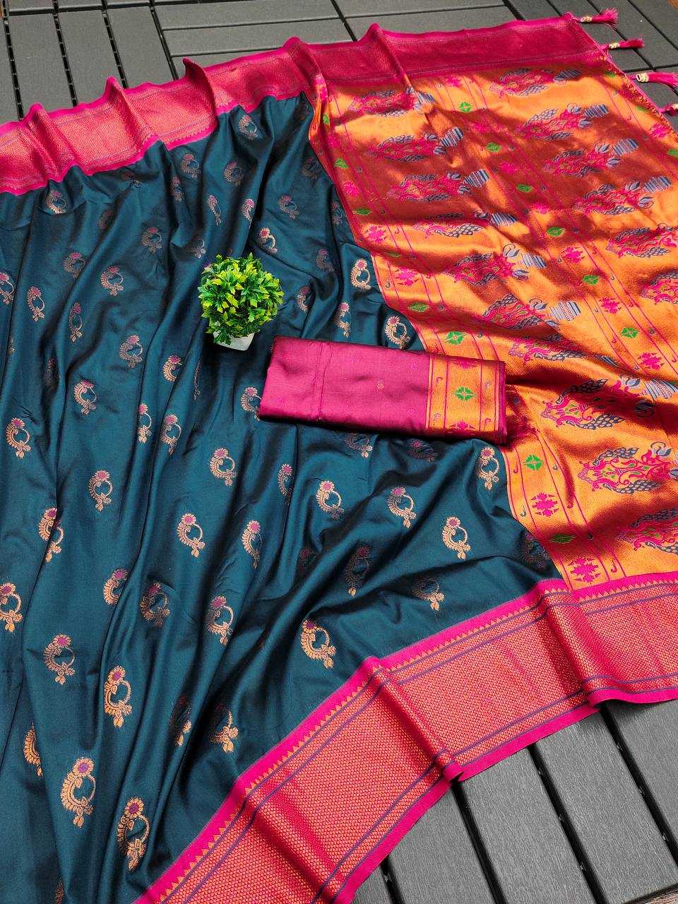 Ynf Paithani Silk RIN150 Nath Paithani -2 Silk Sarees Wholesale Designer Silk Sarees Zari Border Silk Sarees Manufacturer