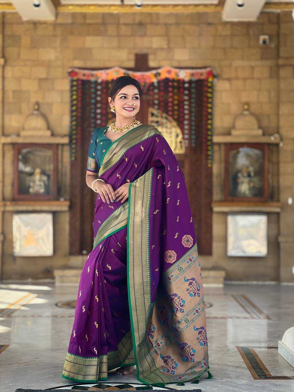 Ynf Paithani Silk RIN150 Peacok Paithani Vol-1 Silk Sarees Wedding Collections Festive Collections Wholesale Paithani Sarees Traditional Silk Sarees Silk Sarees With Blouse Manufacturer