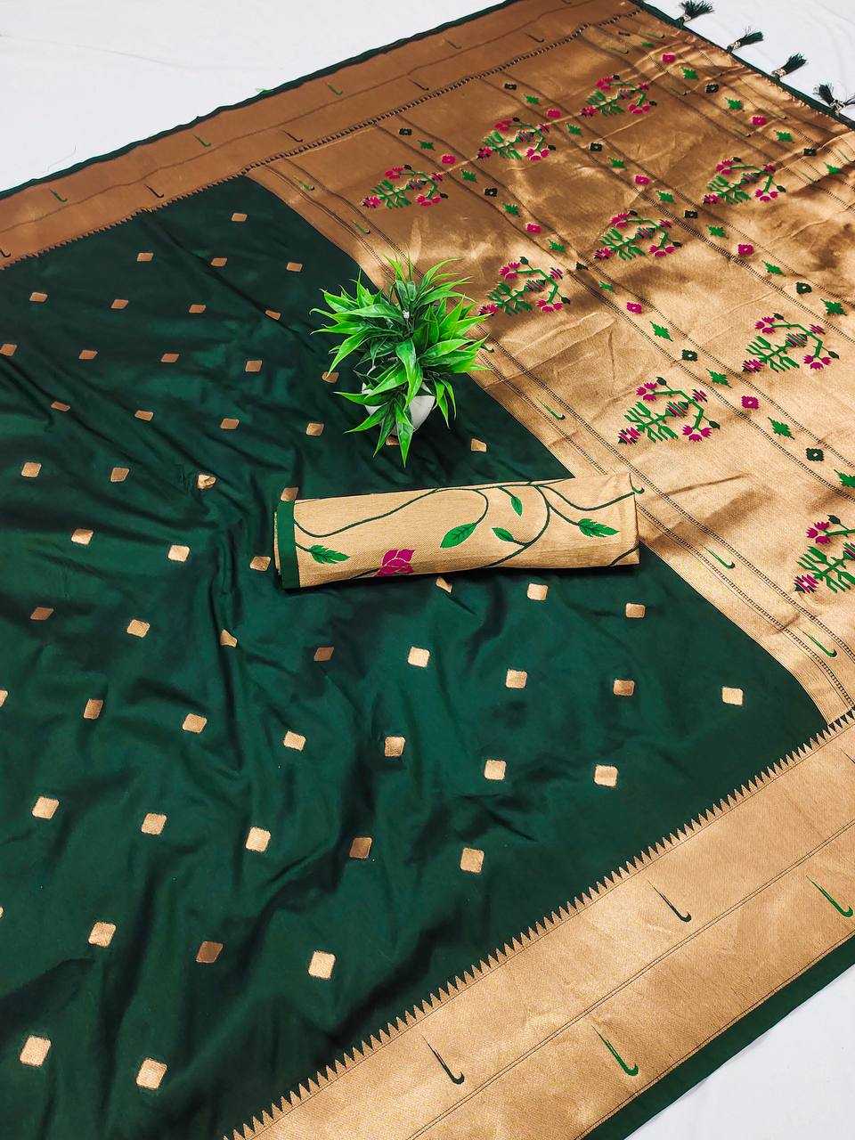 Ynf Paithani Silk RIN150 Raffel Paithani Silk Sarees Wedding Collections Festive Collections Wholesale Paithani Sarees Traditional Silk Sarees Silk Sarees With Blouse Manufacturer