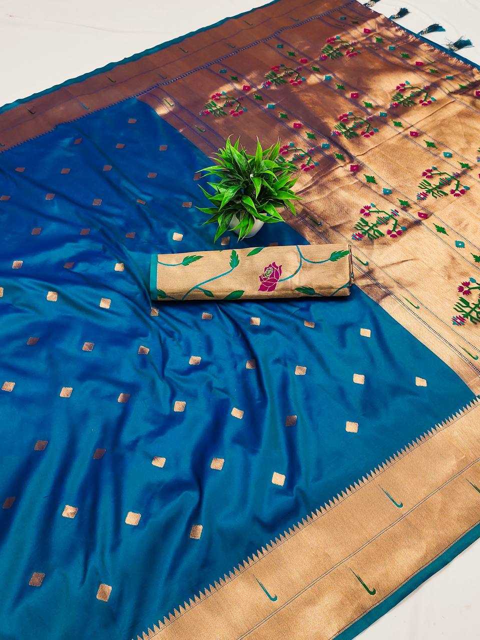 Ynf Paithani Silk RIN150 Raffel Paithani Silk Sarees Wedding Collections Festive Collections Wholesale Paithani Sarees Traditional Silk Sarees Silk Sarees With Blouse Manufacturer