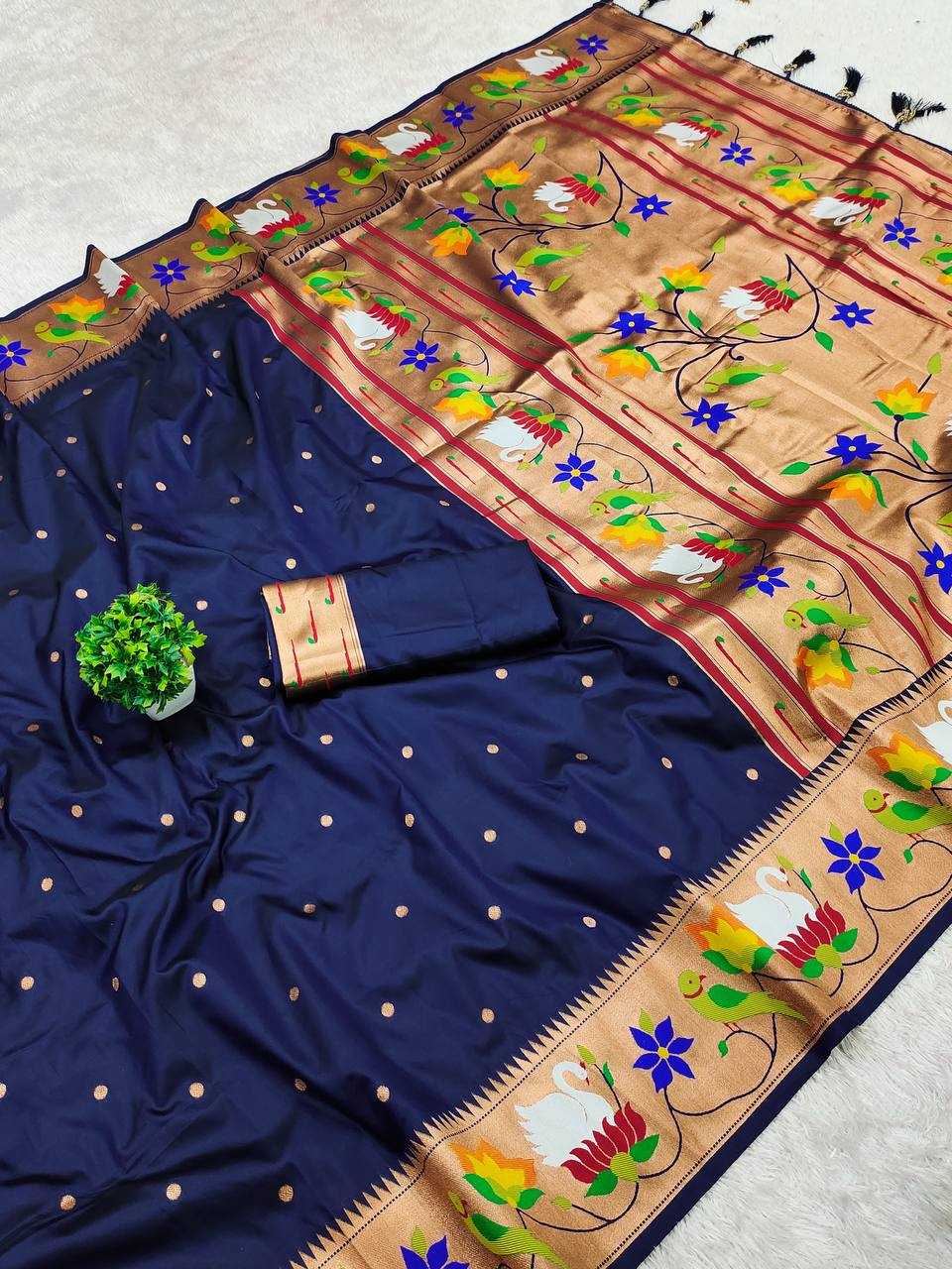 Ynf Paithani Silk RIN150 Rajhans Pethani Silk Sarees Wholesale Fancy Silk Sarees Zari Border Silk Sarees Manufacturer