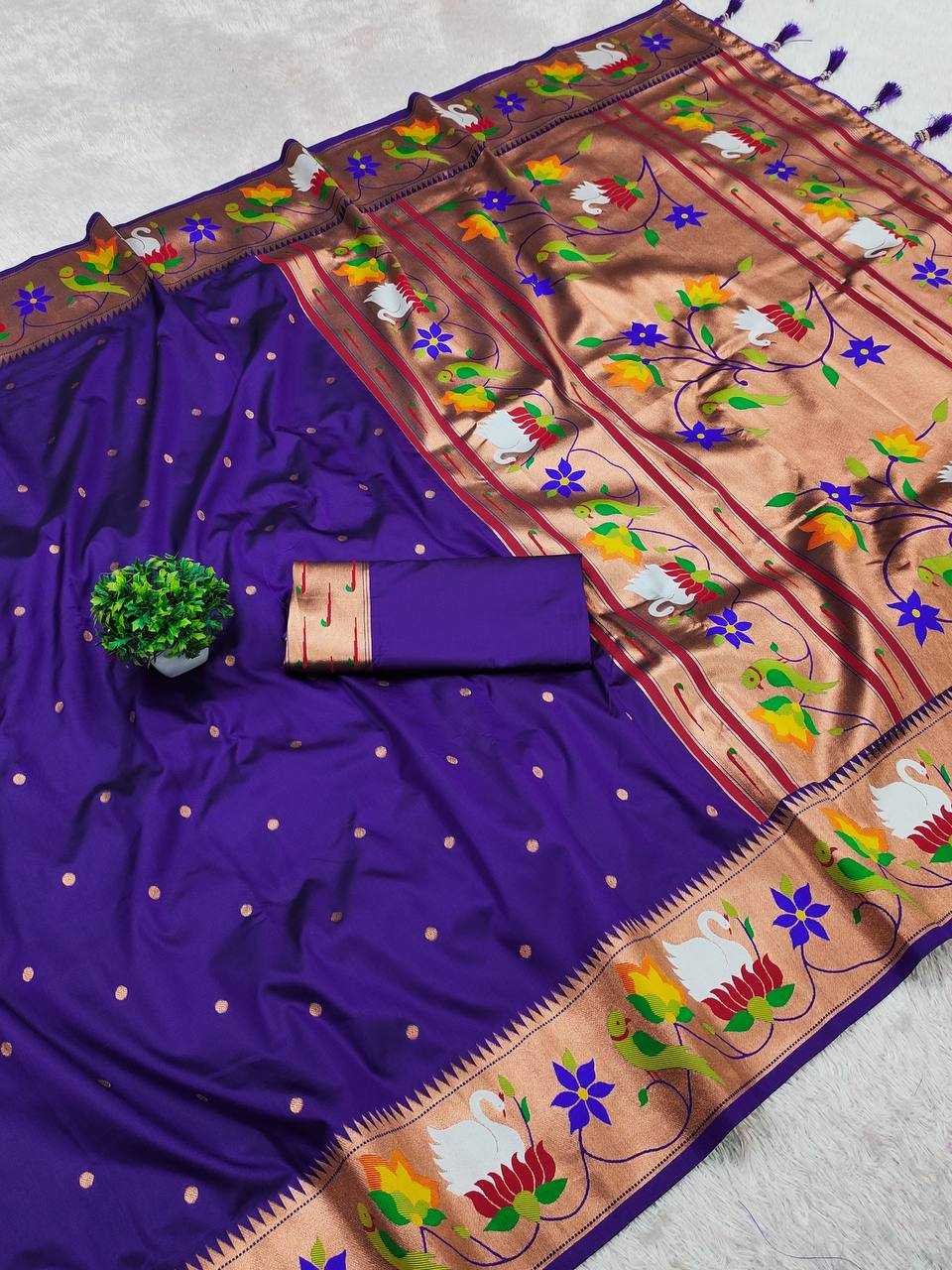 Ynf Paithani Silk RIN150 Rajhans Pethani Silk Sarees Wholesale Fancy Silk Sarees Zari Border Silk Sarees Manufacturer