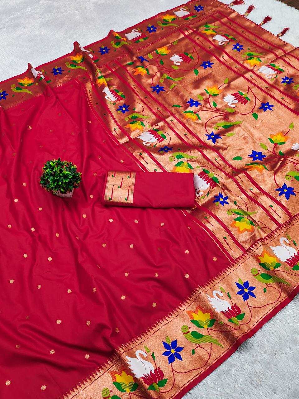 Ynf Paithani Silk RIN150 Rajhans Pethani Silk Sarees Wholesale Fancy Silk Sarees Zari Border Silk Sarees Manufacturer