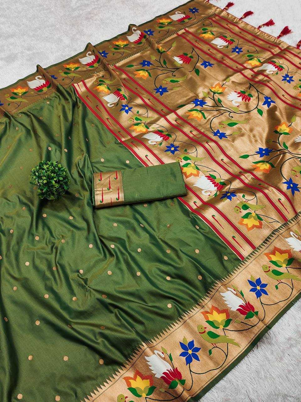 Ynf Paithani Silk RIN150 Rajhans Pethani Silk Sarees Wholesale Fancy Silk Sarees Zari Border Silk Sarees Manufacturer
