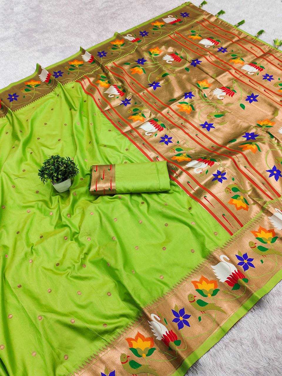 Ynf Paithani Silk RIN150 Rajhans Pethani Silk Sarees Wholesale Fancy Silk Sarees Zari Border Silk Sarees Manufacturer