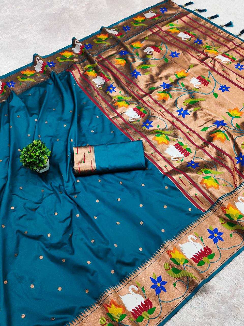 Ynf Paithani Silk RIN150 Rajhans Pethani Silk Sarees Wholesale Fancy Silk Sarees Zari Border Silk Sarees Manufacturer