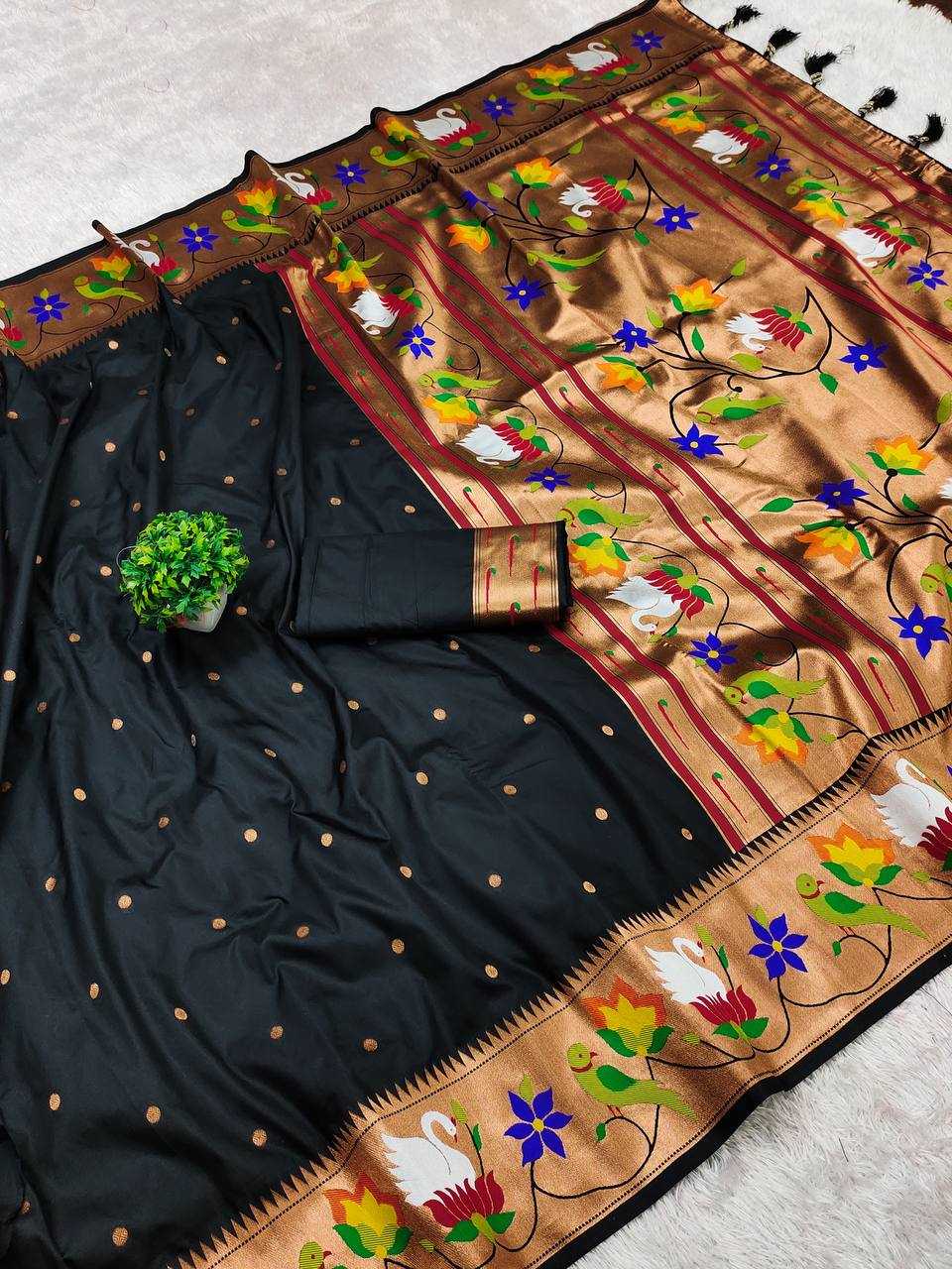 Ynf Paithani Silk RIN150 Rajhans Pethani Silk Sarees Wholesale Fancy Silk Sarees Zari Border Silk Sarees Manufacturer