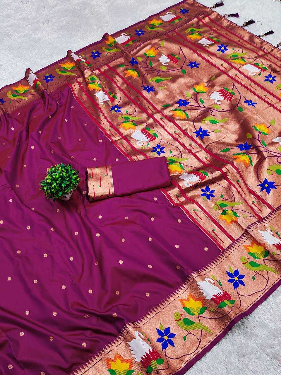 Ynf Paithani Silk RIN150 Rajhans Pethani Silk Sarees Wholesale Fancy Silk Sarees Zari Border Silk Sarees Manufacturer