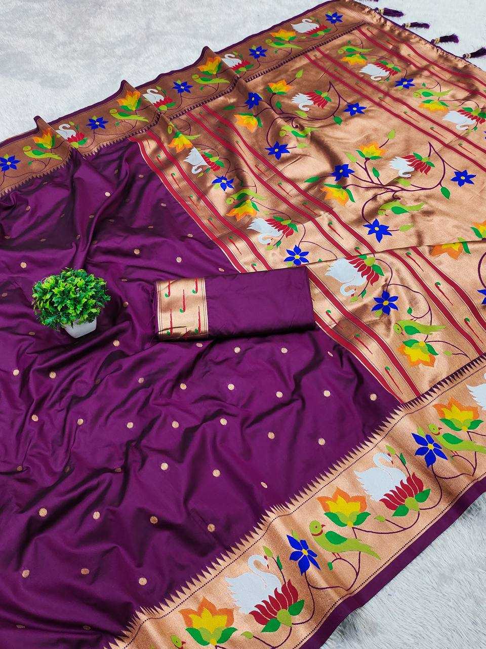Ynf Paithani Silk RIN150 Rajhans Pethani Silk Sarees Wholesale Fancy Silk Sarees Zari Border Silk Sarees Manufacturer