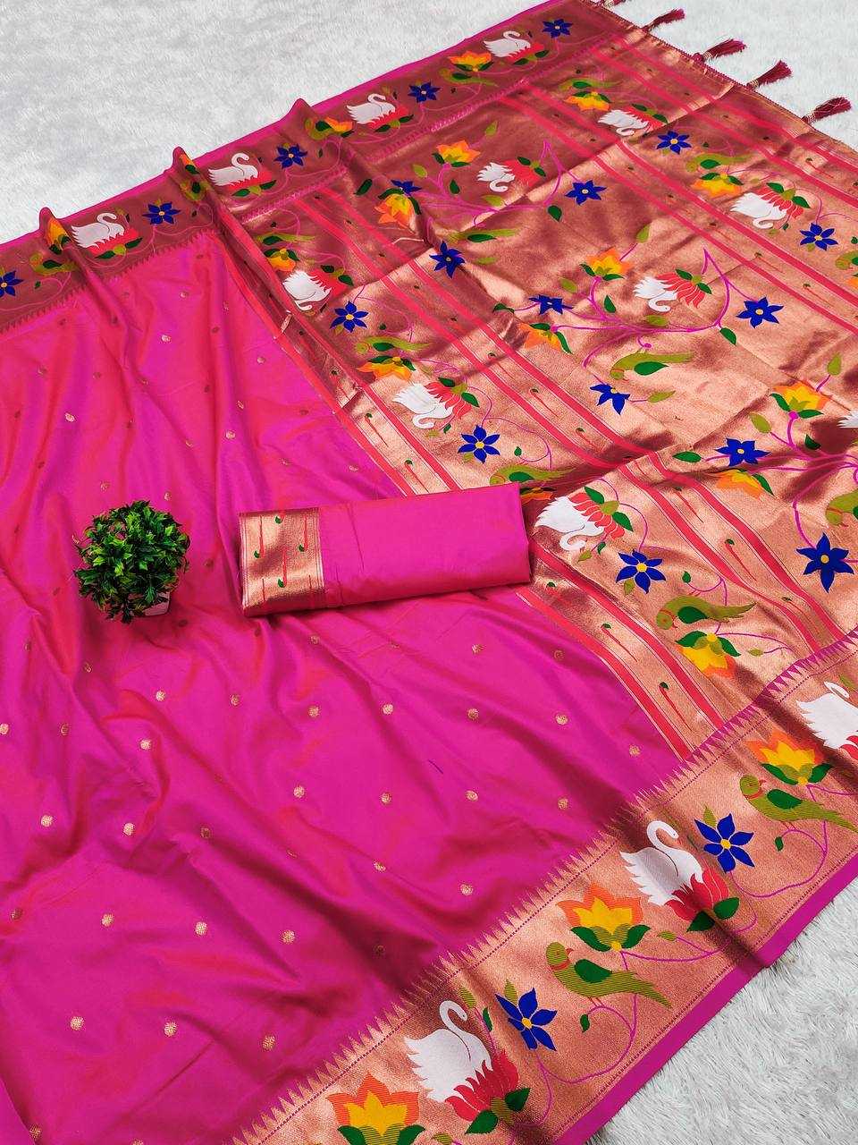 Ynf Paithani Silk RIN150 Rajhans Pethani Silk Sarees Wholesale Fancy Silk Sarees Zari Border Silk Sarees Manufacturer