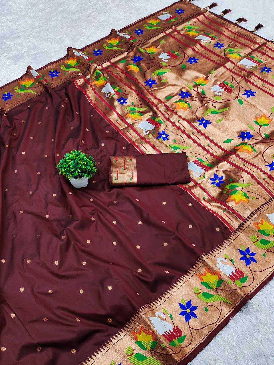 Ynf Paithani Silk RIN150 Rajhans Pethani Silk Sarees Wholesale Fancy Silk Sarees Zari Border Silk Sarees Manufacturer