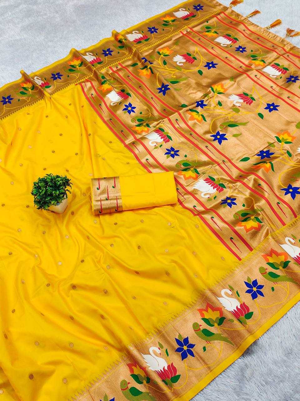 Ynf Paithani Silk RIN150 Rajhans Pethani Silk Sarees Wholesale Fancy Silk Sarees Zari Border Silk Sarees Manufacturer