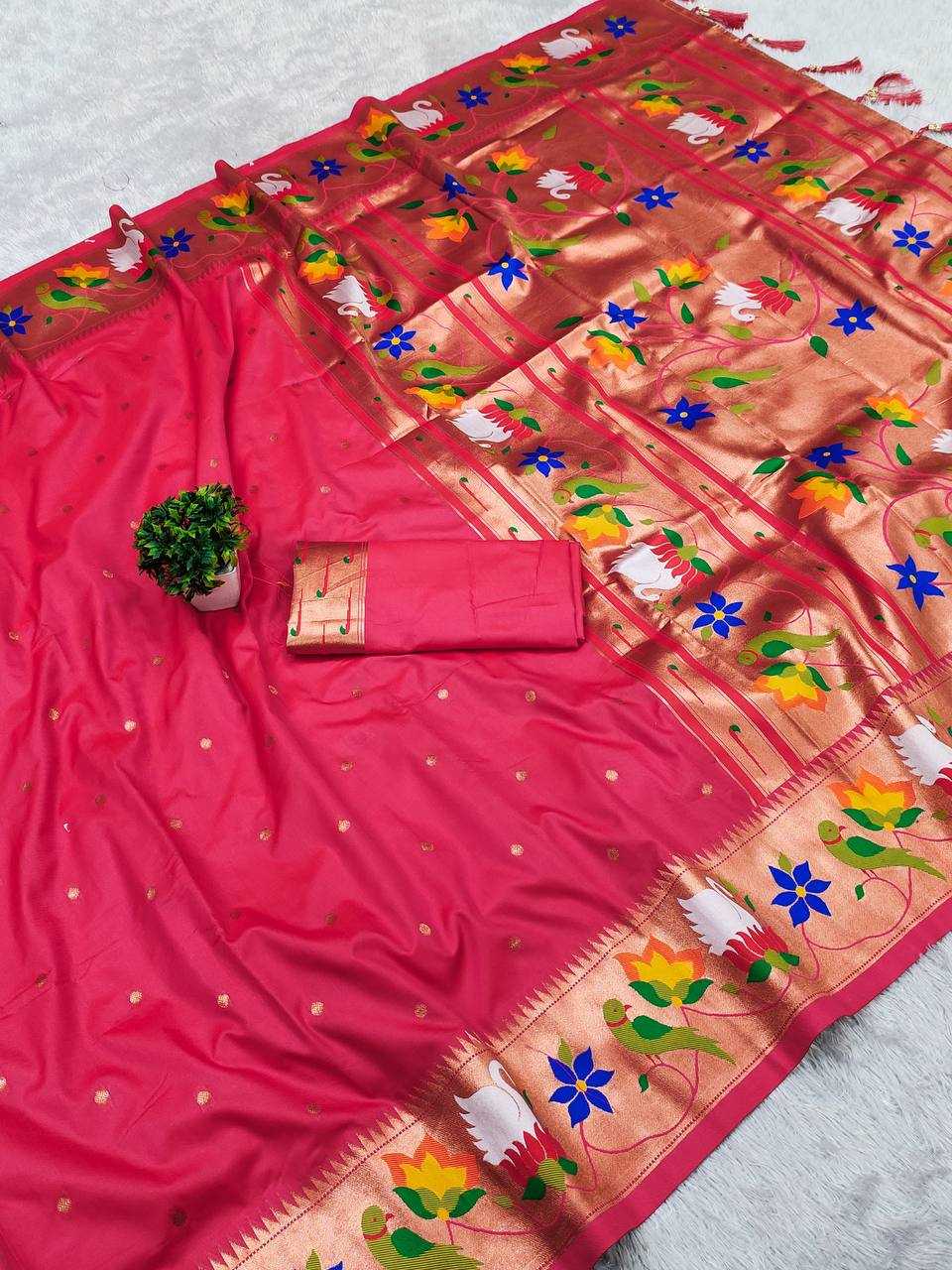 Ynf Paithani Silk RIN150 Rajhans Pethani Silk Sarees Wholesale Fancy Silk Sarees Zari Border Silk Sarees Manufacturer