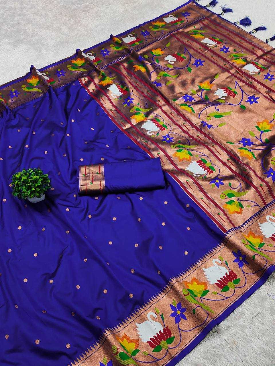 Ynf Paithani Silk RIN150 Rajhans Pethani Silk Sarees Wholesale Fancy Silk Sarees Zari Border Silk Sarees Manufacturer