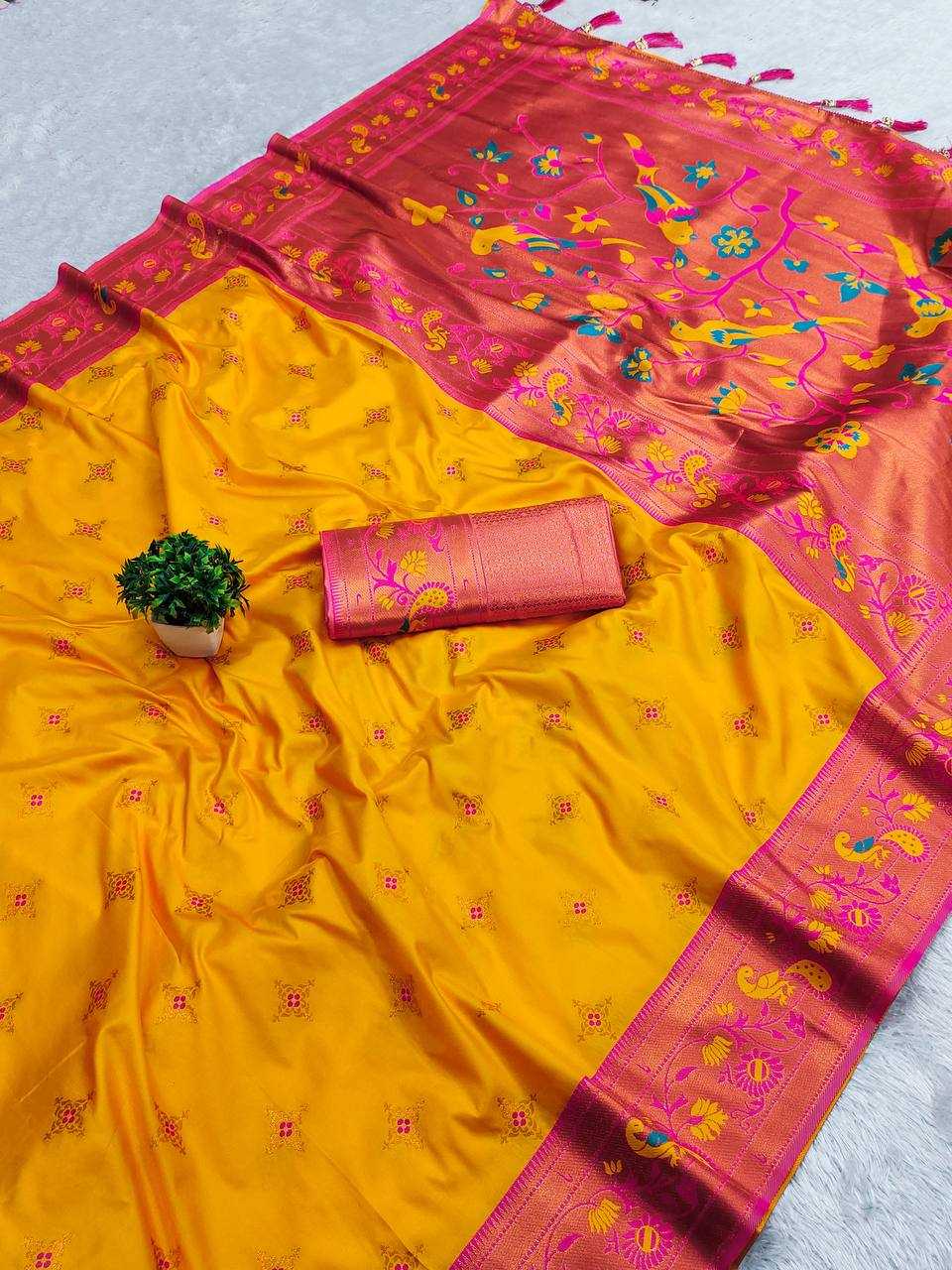 Ynf Paithani Silk RIN150 Star Paithani Silk Sarees Wholesale Designer Silk Sarees Zari Border Silk Sarees Manufacturer