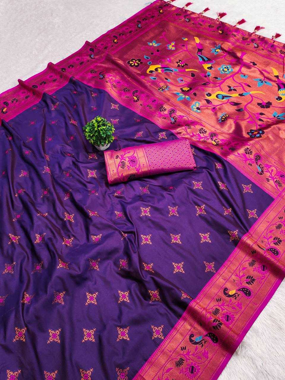 Ynf Paithani Silk RIN150 Star Paithani Silk Sarees Wholesale Designer Silk Sarees Zari Border Silk Sarees Manufacturer