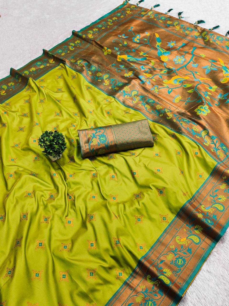 Ynf Paithani Silk RIN150 Star Paithani Silk Sarees Wholesale Designer Silk Sarees Zari Border Silk Sarees Manufacturer