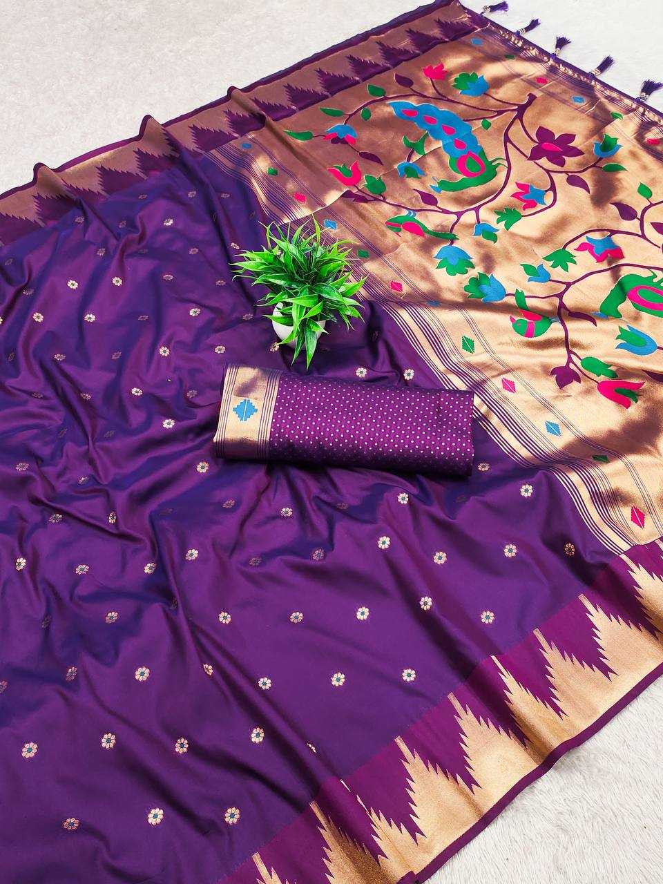Ynf Paithani Silk RIN150 Tample Paithani Silk Sarees Wedding Collections Festive Collections Wholesale Paithani Sarees Traditional Silk Sarees Silk Sarees With Blouse Manufacturer