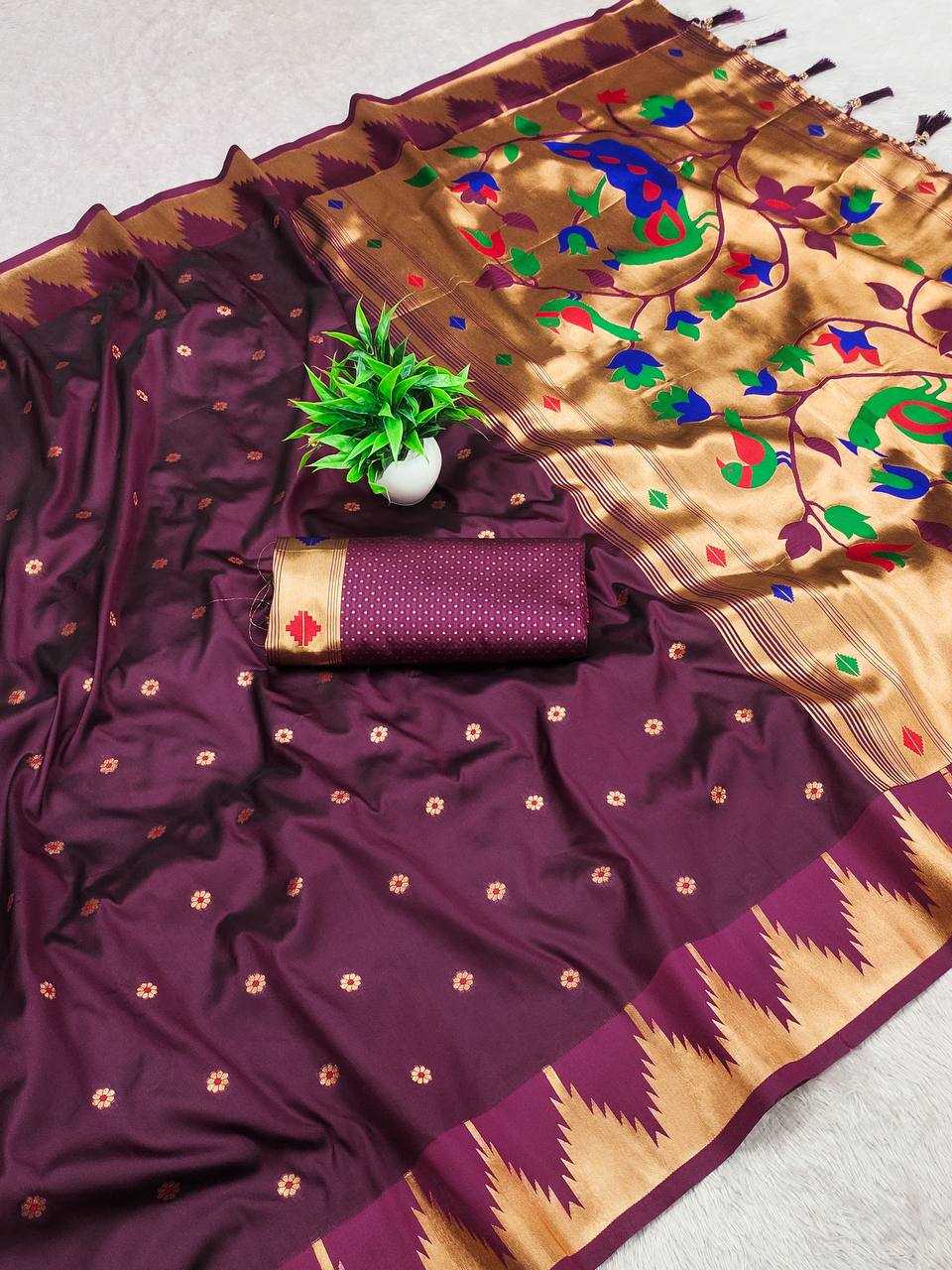 Ynf Paithani Silk RIN150 Tample Paithani Silk Sarees Wedding Collections Festive Collections Wholesale Paithani Sarees Traditional Silk Sarees Silk Sarees With Blouse Manufacturer