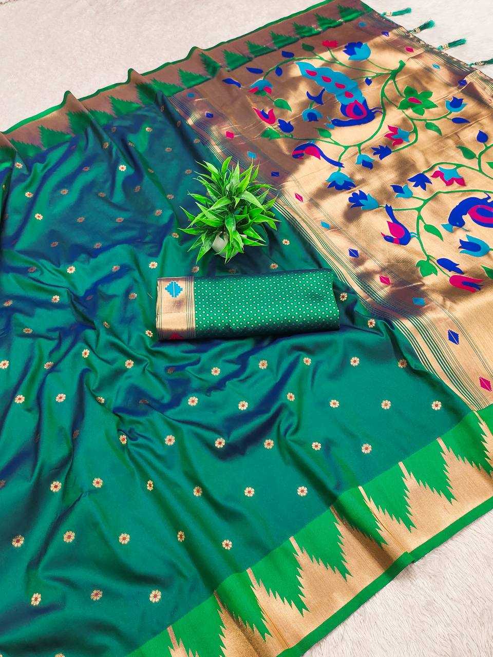 Ynf Paithani Silk RIN150 Tample Paithani Silk Sarees Wedding Collections Festive Collections Wholesale Paithani Sarees Traditional Silk Sarees Silk Sarees With Blouse Manufacturer