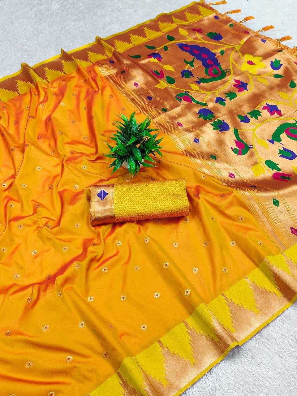 Ynf Paithani Silk RIN150 Tample Paithani Silk Sarees Wedding Collections Festive Collections Wholesale Paithani Sarees Traditional Silk Sarees Silk Sarees With Blouse Manufacturer