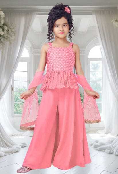 Ynf Poly Crepe KESH461 LITTLE FEATURE Kids Wear Wholesale Kids Indo-Western Wear Kids Party Wear Ethnic Manufacturer