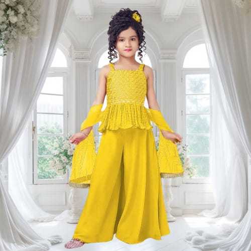 Ynf Poly Crepe KESH461 LITTLE FEATURE Kids Wear Wholesale Kids Indo-Western Wear Kids Party Wear Ethnic Manufacturer