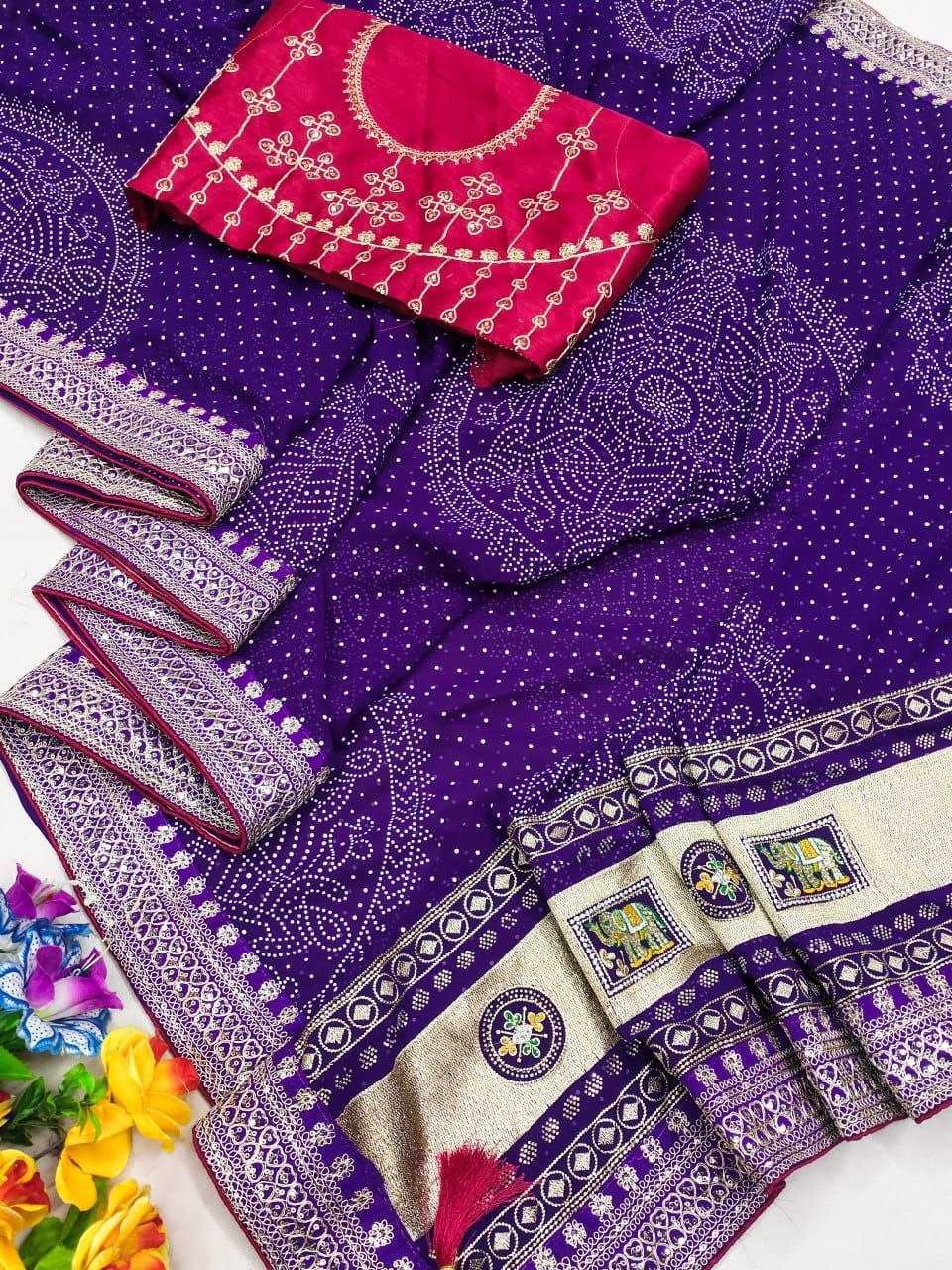 Ynf Poly Georgette RIN216 Priya Sarees Wholesale Georgette Sarees Lace Border Sarees Bandhani Bandhej Sarees Manufacturer