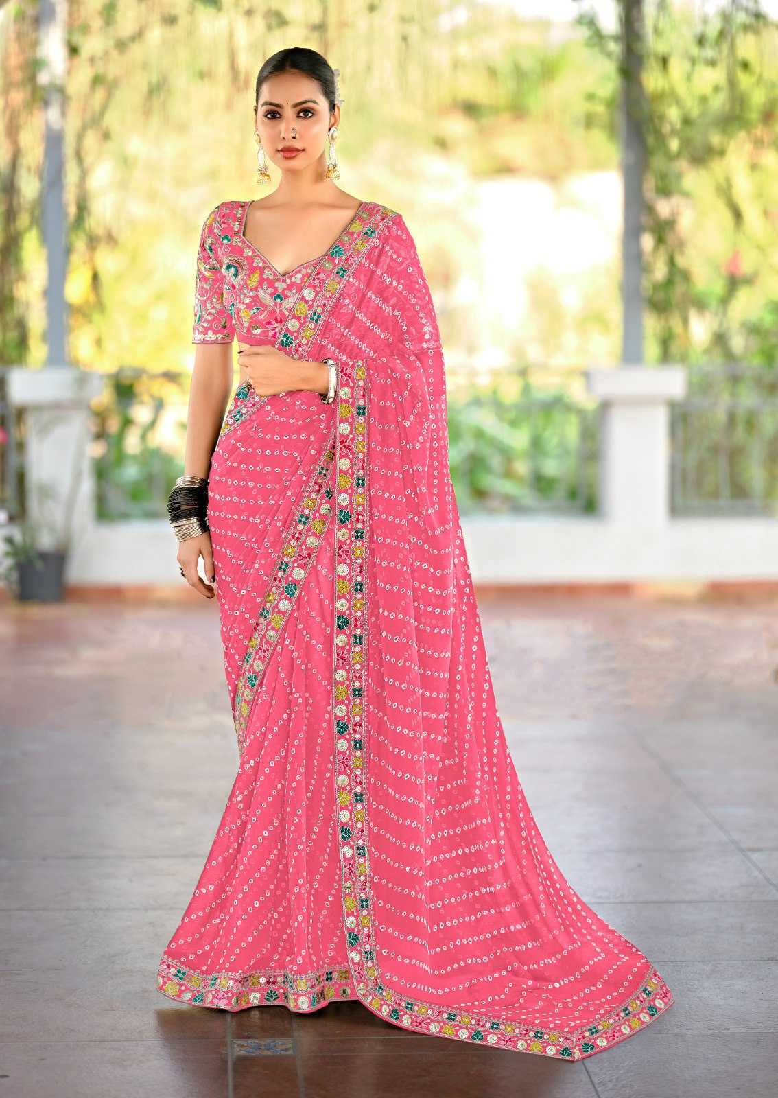 Ynf Pure Bandhej KESH522 115 Sarees Wholesale Embroidered Sarees Bandhani Sarees Manufacturer
