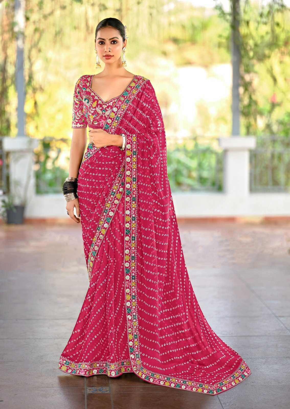 Ynf Pure Bandhej KESH522 115 Sarees Wholesale Embroidered Sarees Bandhani Sarees Manufacturer