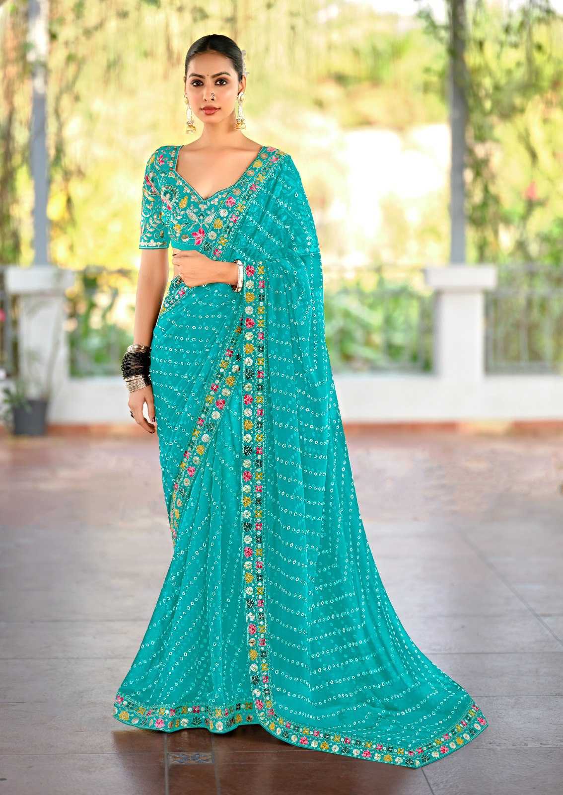 Ynf Pure Bandhej KESH522 115 Sarees Wholesale Embroidered Sarees Bandhani Sarees Manufacturer