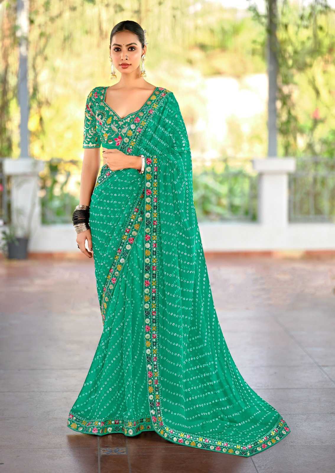 Ynf Pure Bandhej KESH522 115 Sarees Wholesale Embroidered Sarees Bandhani Sarees Manufacturer