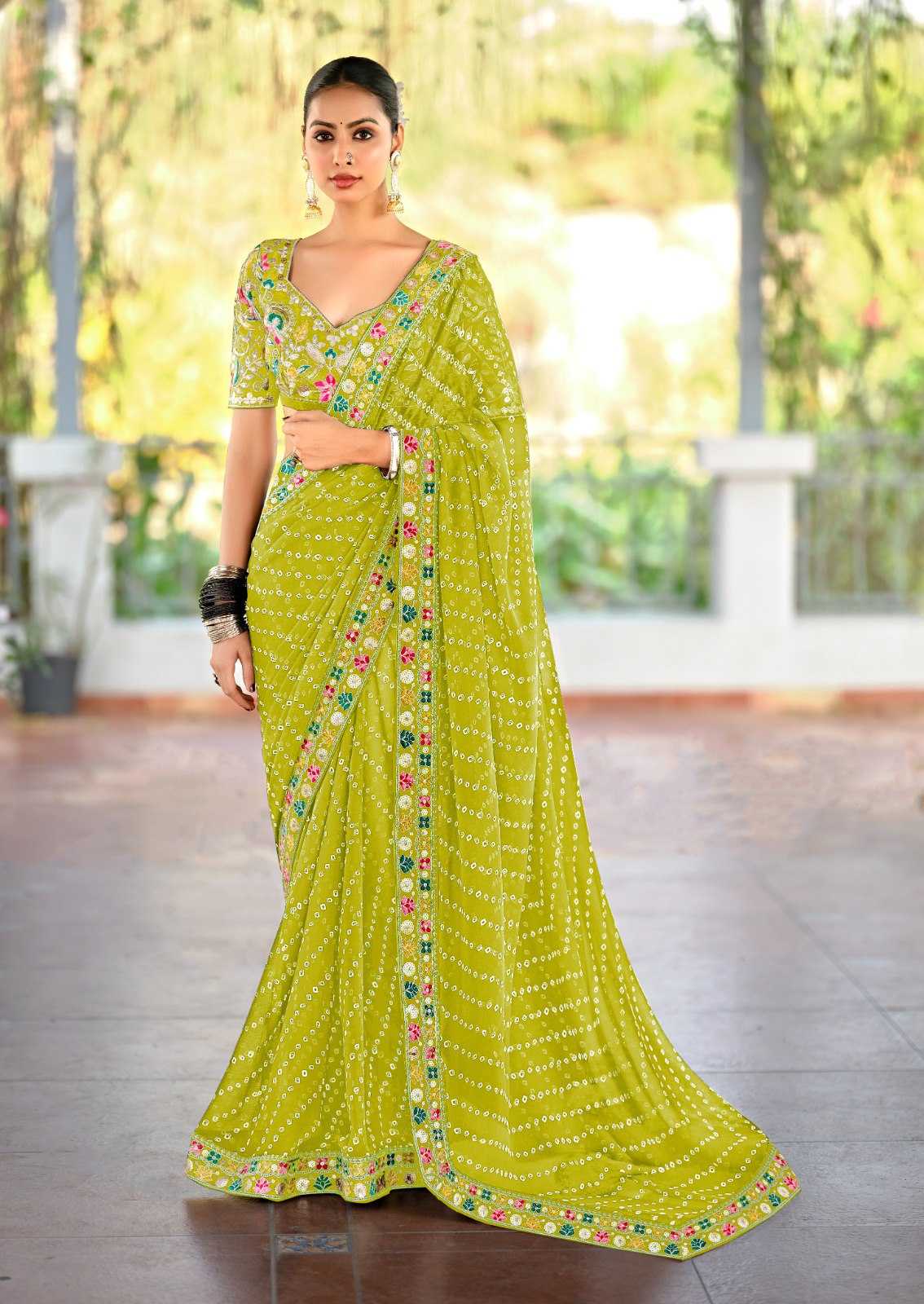 Ynf Pure Bandhej KESH522 115 Sarees Wholesale Embroidered Sarees Bandhani Sarees Manufacturer
