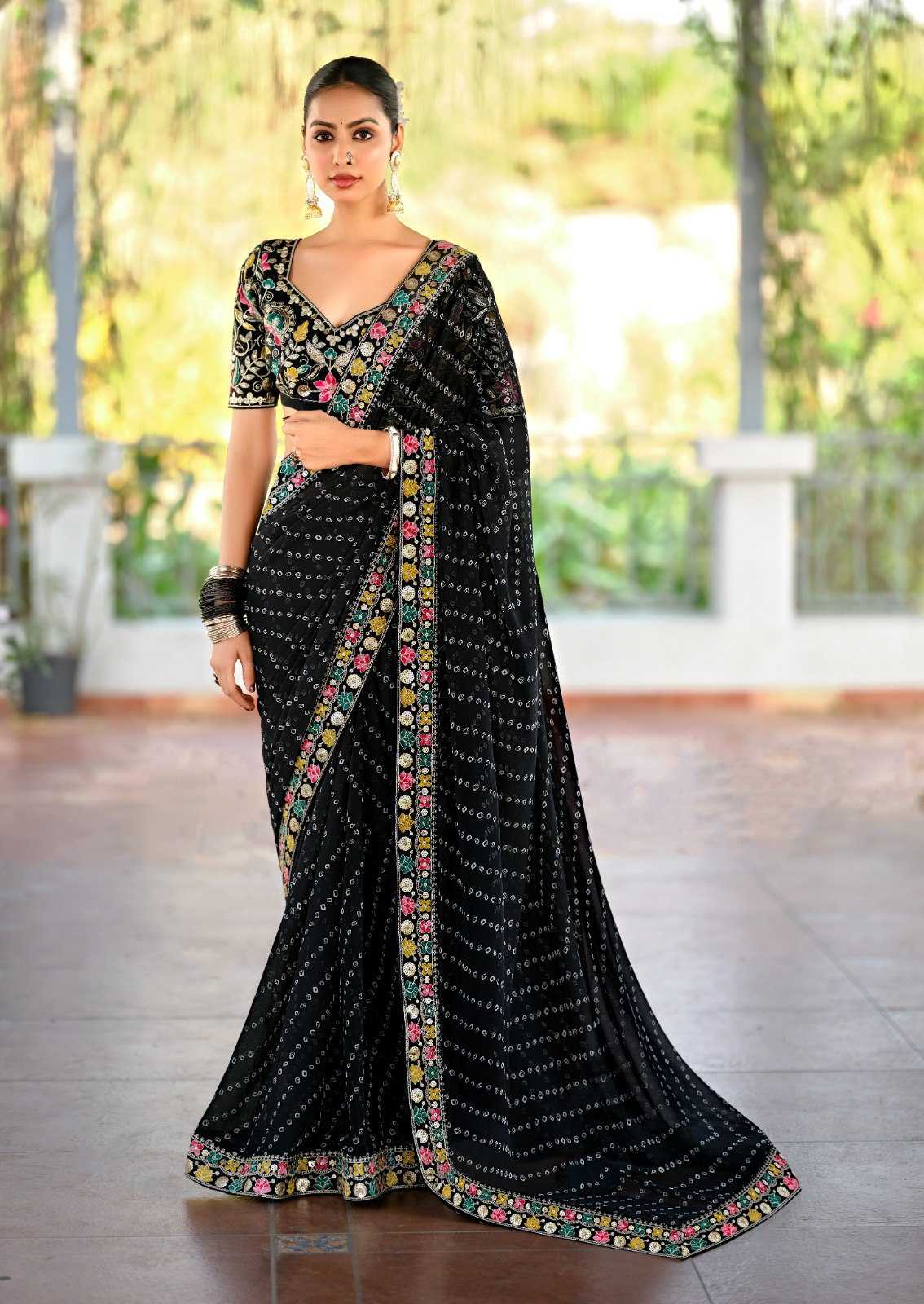 Ynf Pure Bandhej KESH522 115 Sarees Wholesale Embroidered Sarees Bandhani Sarees Manufacturer