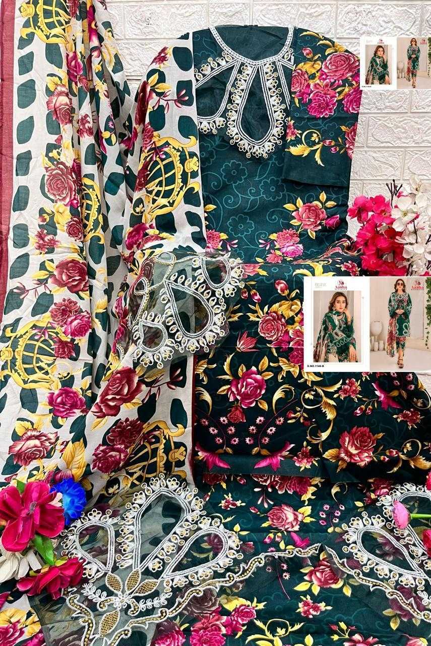 Ynf Pure Cotton KESH444 CHIFON Suits & Dresses Wholesale Printed Suits Embroidery Suits Cotton Suits Manufacturer