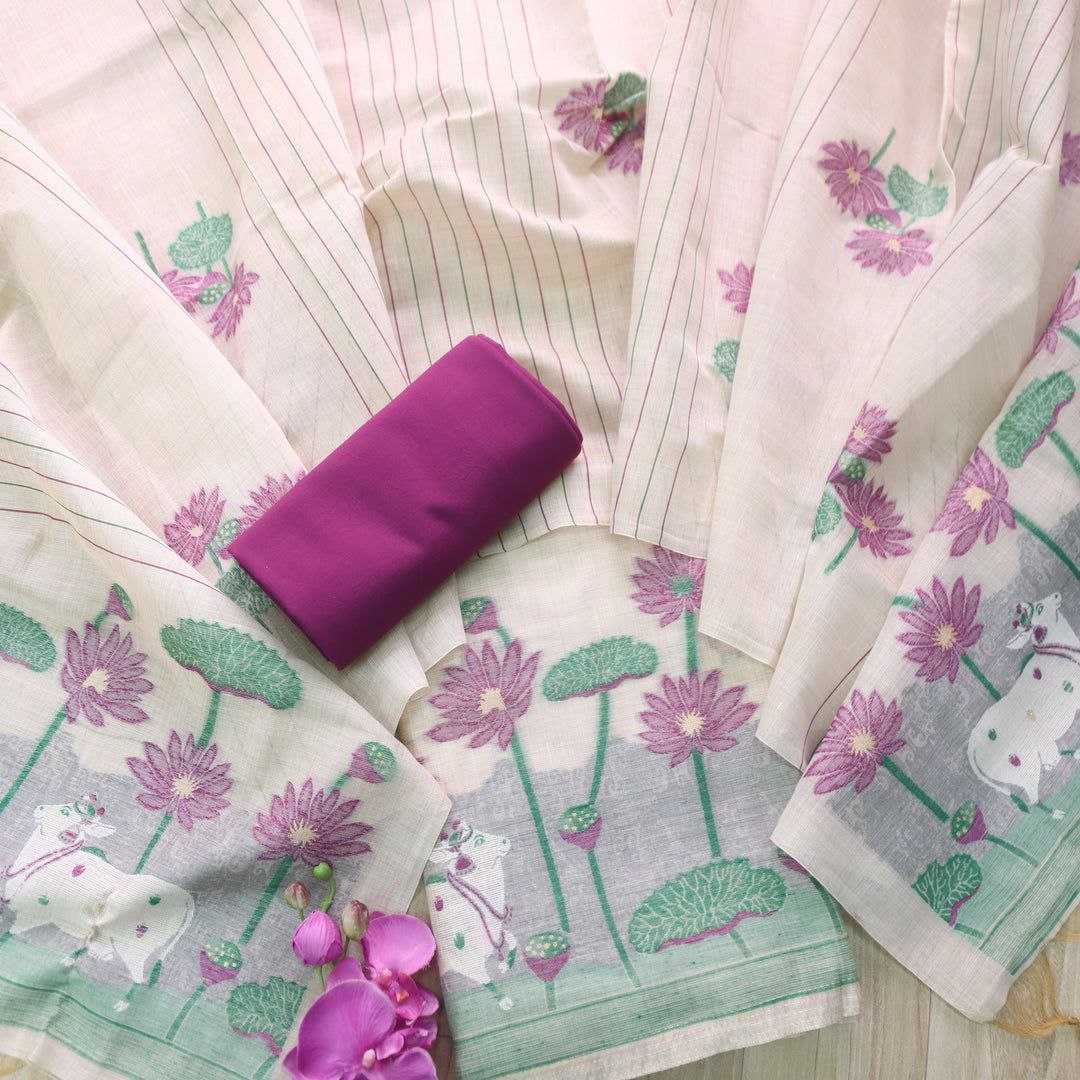 Ynf Pure Cotton KESH532 MUGA COTTON SUIT 1012 Suits & Dresses Wholesale Unstitched Suits Embroidery Suits Cotton Suits Manufacturer