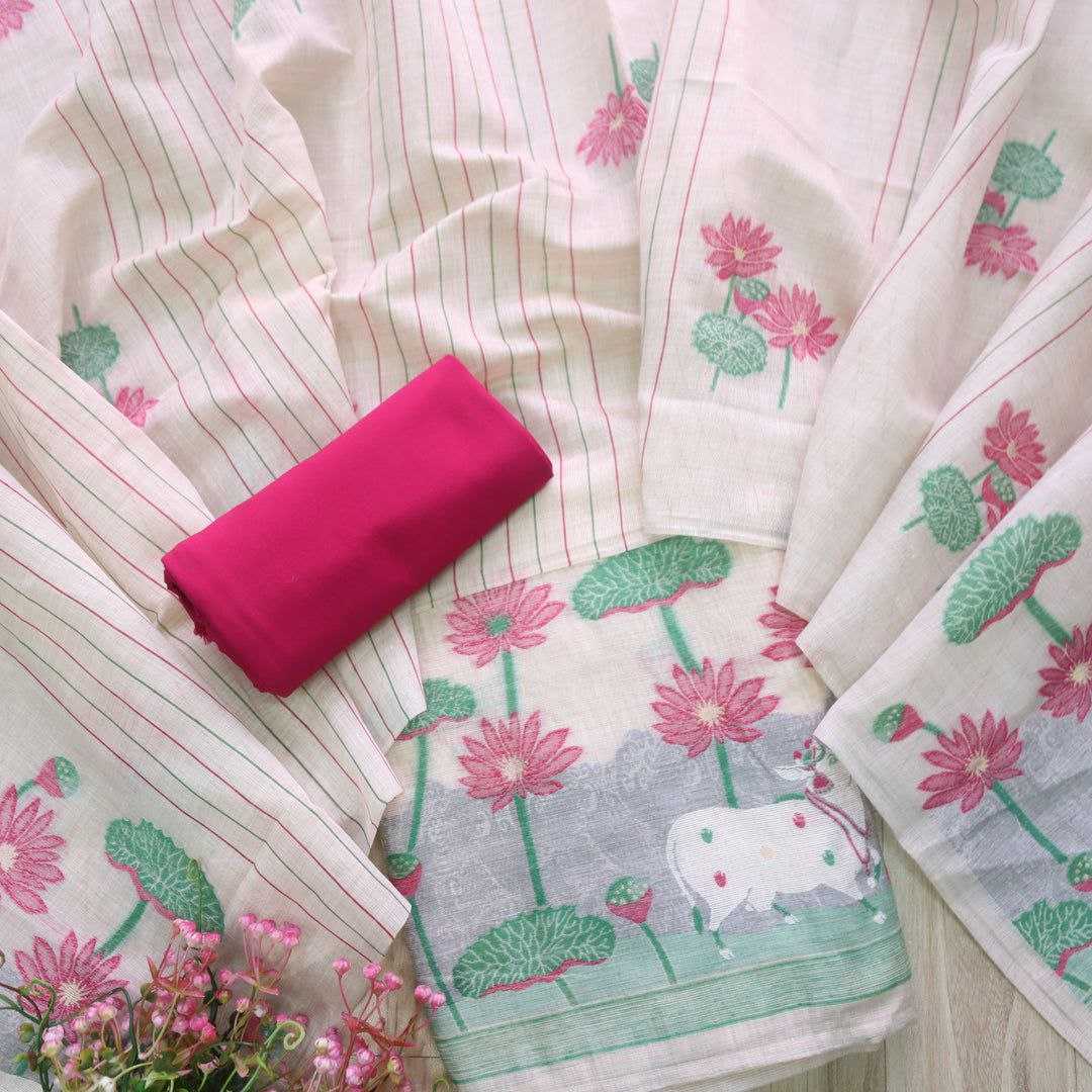 Ynf Pure Cotton KESH532 MUGA COTTON SUIT 1012 Suits & Dresses Wholesale Unstitched Suits Embroidery Suits Cotton Suits Manufacturer