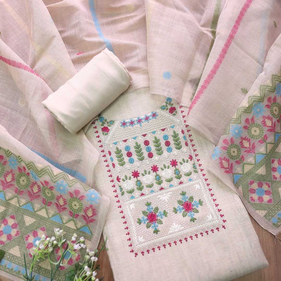 Ynf Pure Linen KESH505 EMBROIDERED Suits & Dresses Wedding Collections Festive Collections Wholesale Unstitched Suits Embroidered Suits Cotton Dresses Manufacturer