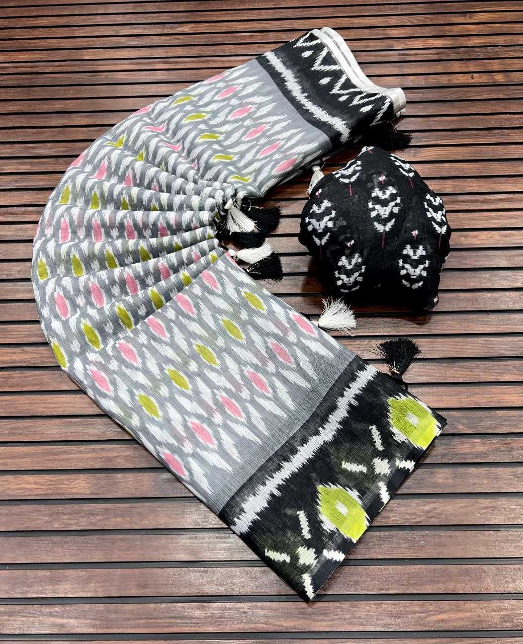 Ynf Pure Linen RIN225 916 Sarees Wedding Collections Festive Collections Wholesale Printed Sarees Cotton Linen Sarees Sarees With Blouse Manufacturer