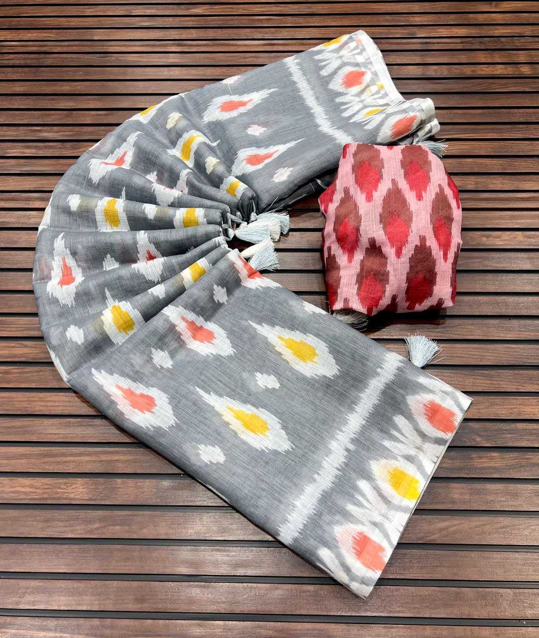Ynf Pure Linen RIN225 916 Sarees Wedding Collections Festive Collections Wholesale Printed Sarees Cotton Linen Sarees Sarees With Blouse Manufacturer