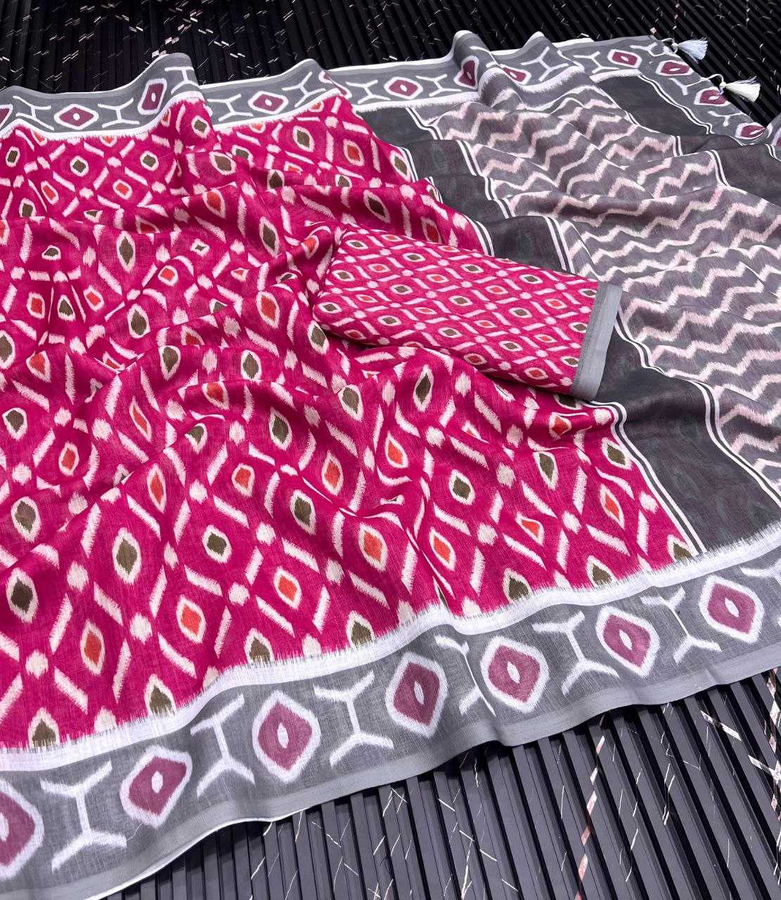 Ynf Pure Linen RIN225 931 Sarees Wedding Collections Festive Collections Wholesale Printed Sarees Linen Sarees Sarees With Blouse Manufacturer