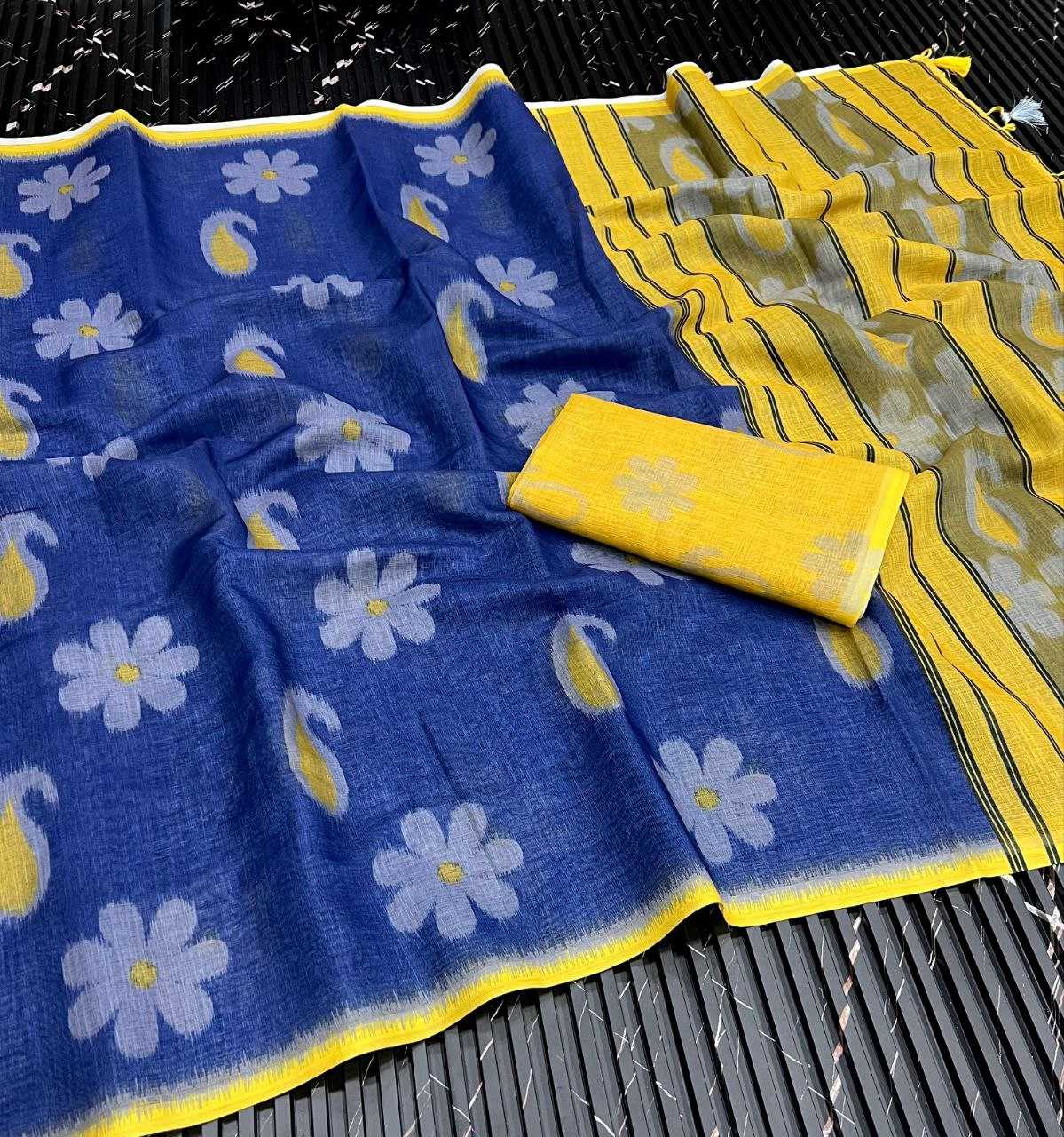 Ynf Pure Linen RIN225 931 Sarees Wedding Collections Festive Collections Wholesale Printed Sarees Linen Sarees Sarees With Blouse Manufacturer