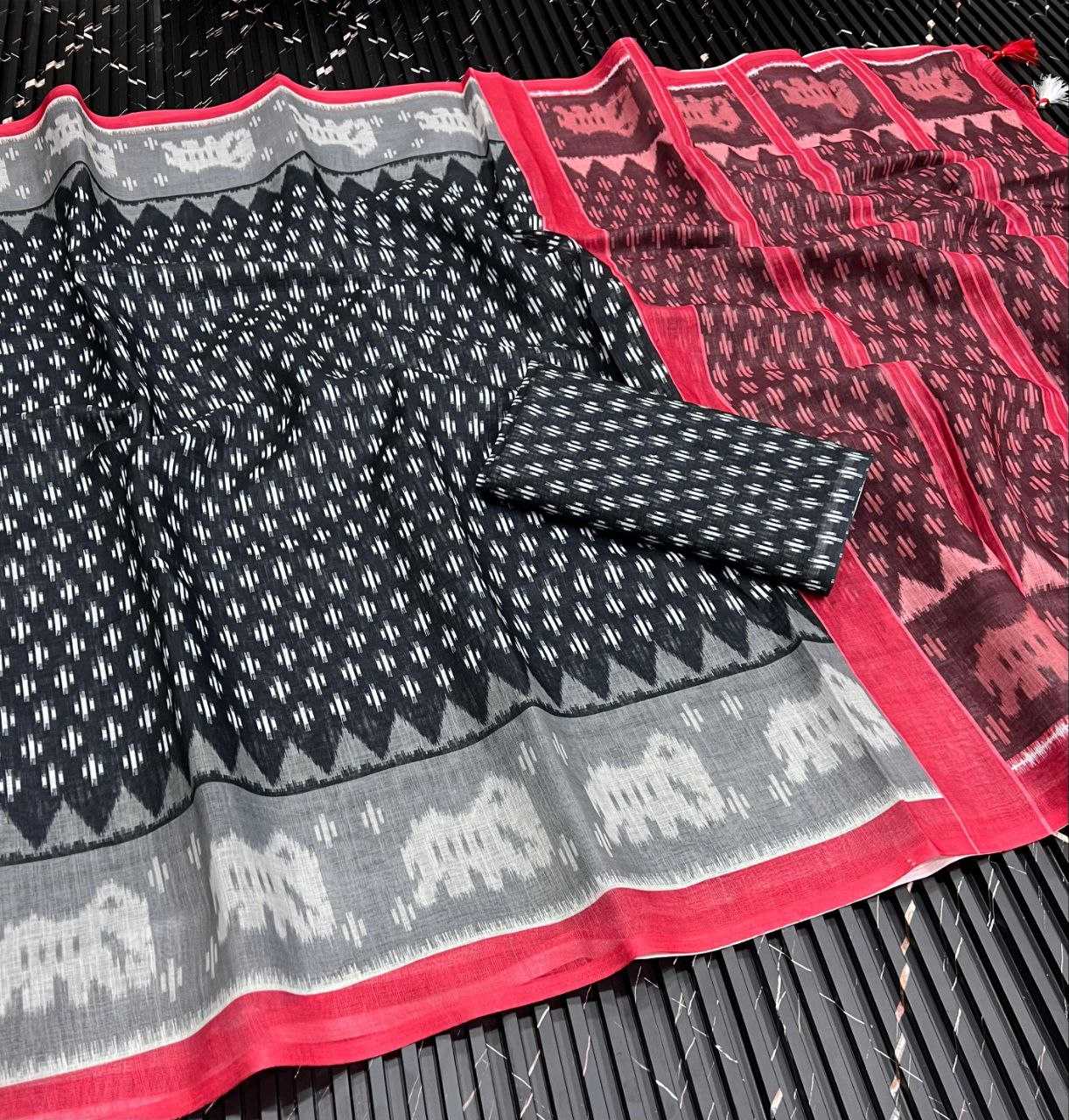 Ynf Pure Linen RIN225 931 Sarees Wedding Collections Festive Collections Wholesale Printed Sarees Linen Sarees Sarees With Blouse Manufacturer